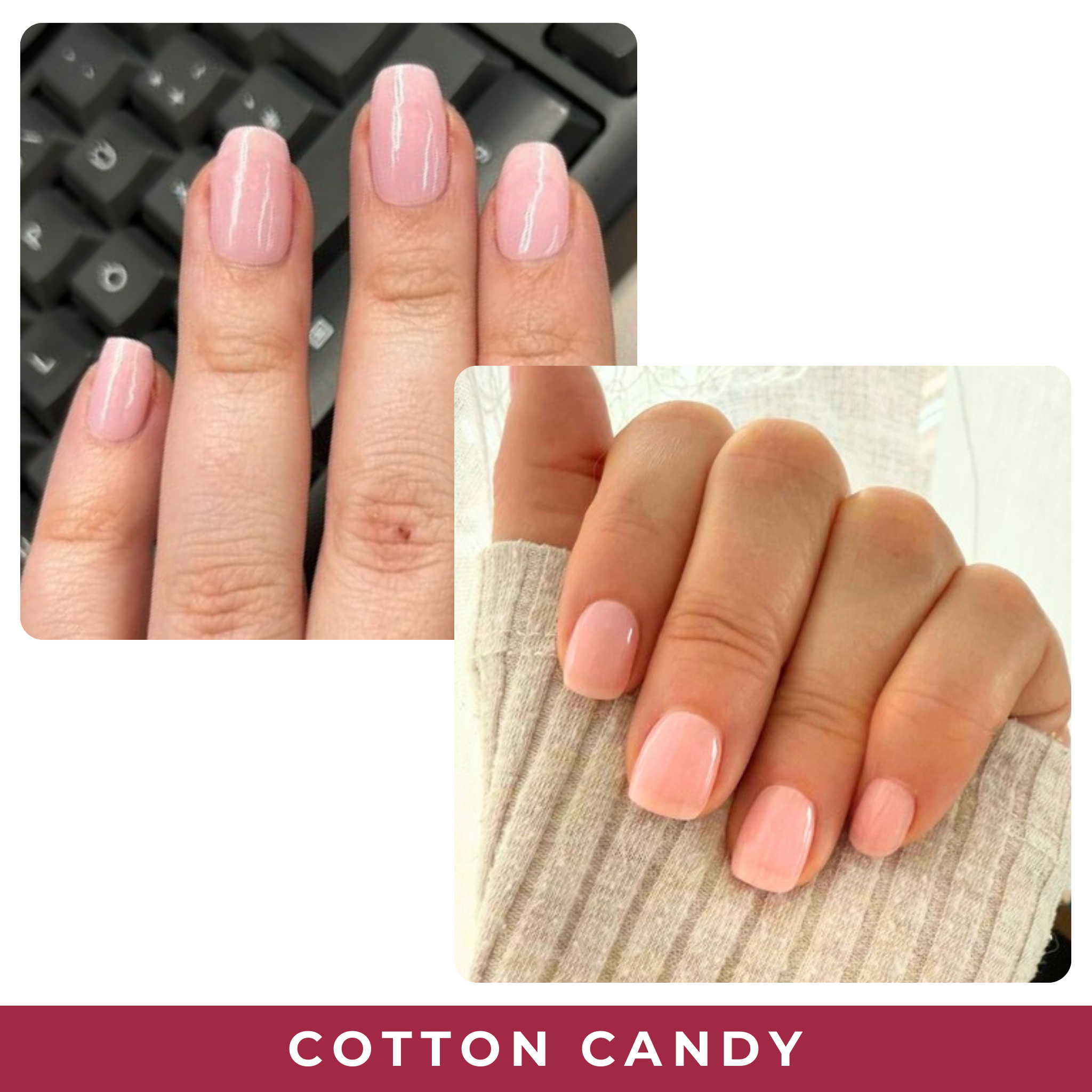 PINKYPACT Cotton Candy – pastellrosa UV Gel Nagelfolie, Farbswatch