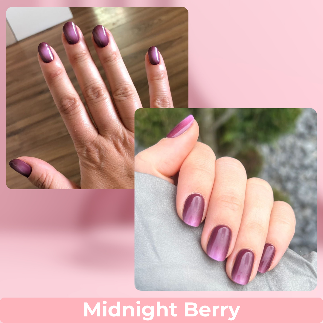 PINKYPACT Midnight Berry – dunkelviolette Beere UV Gel Nagelfolie, Farbswatch