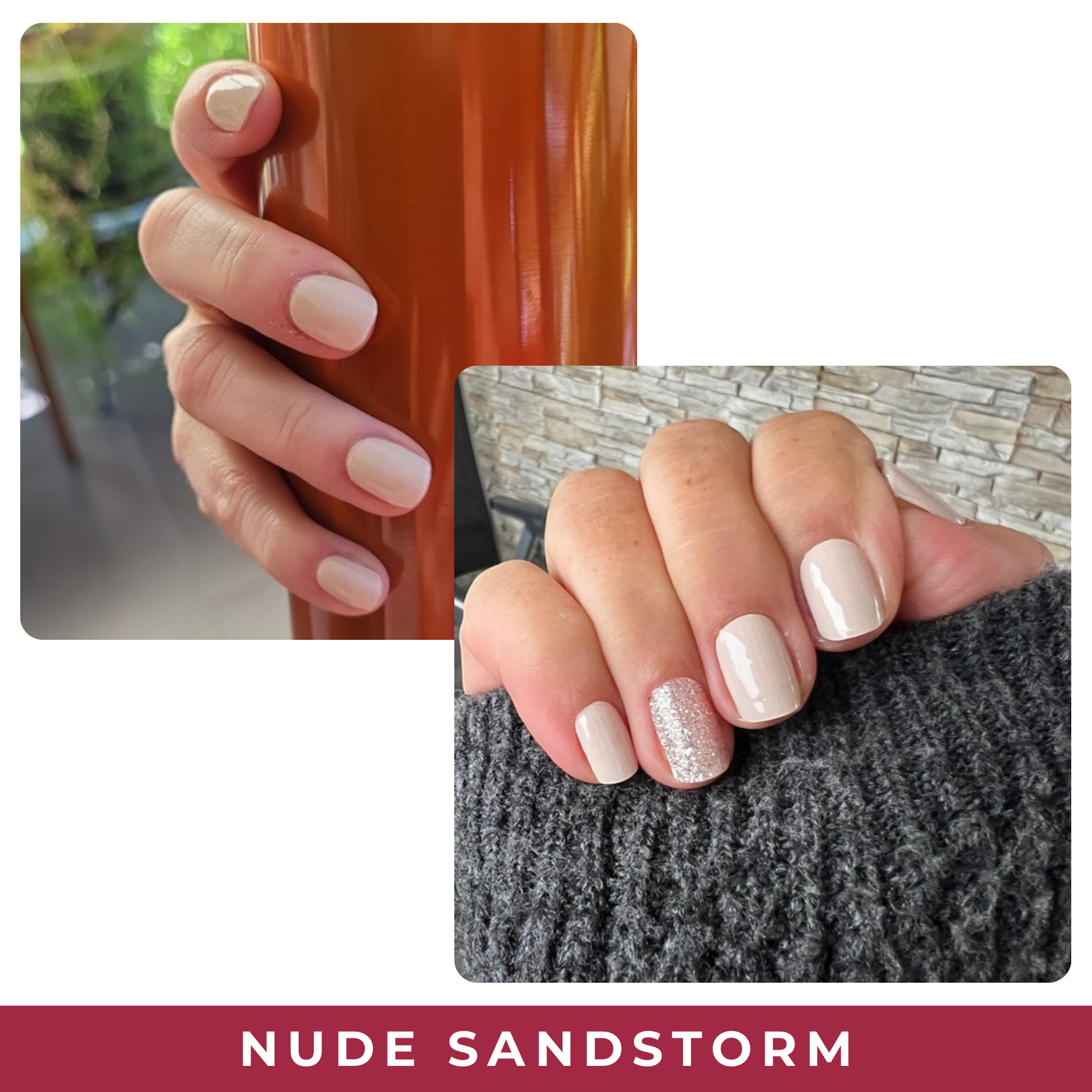 PINKYPACT Nude Sandstorm – dezentes Nude-Beige UV Gel Nagelfolie, Farbswatch
