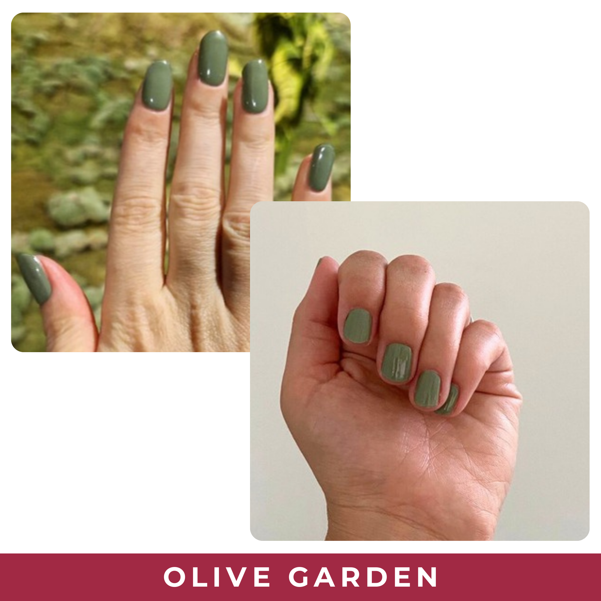 PINKYPACT Olive Garden – olivgrüne UV Gel Nagelfolie, Farbswatch