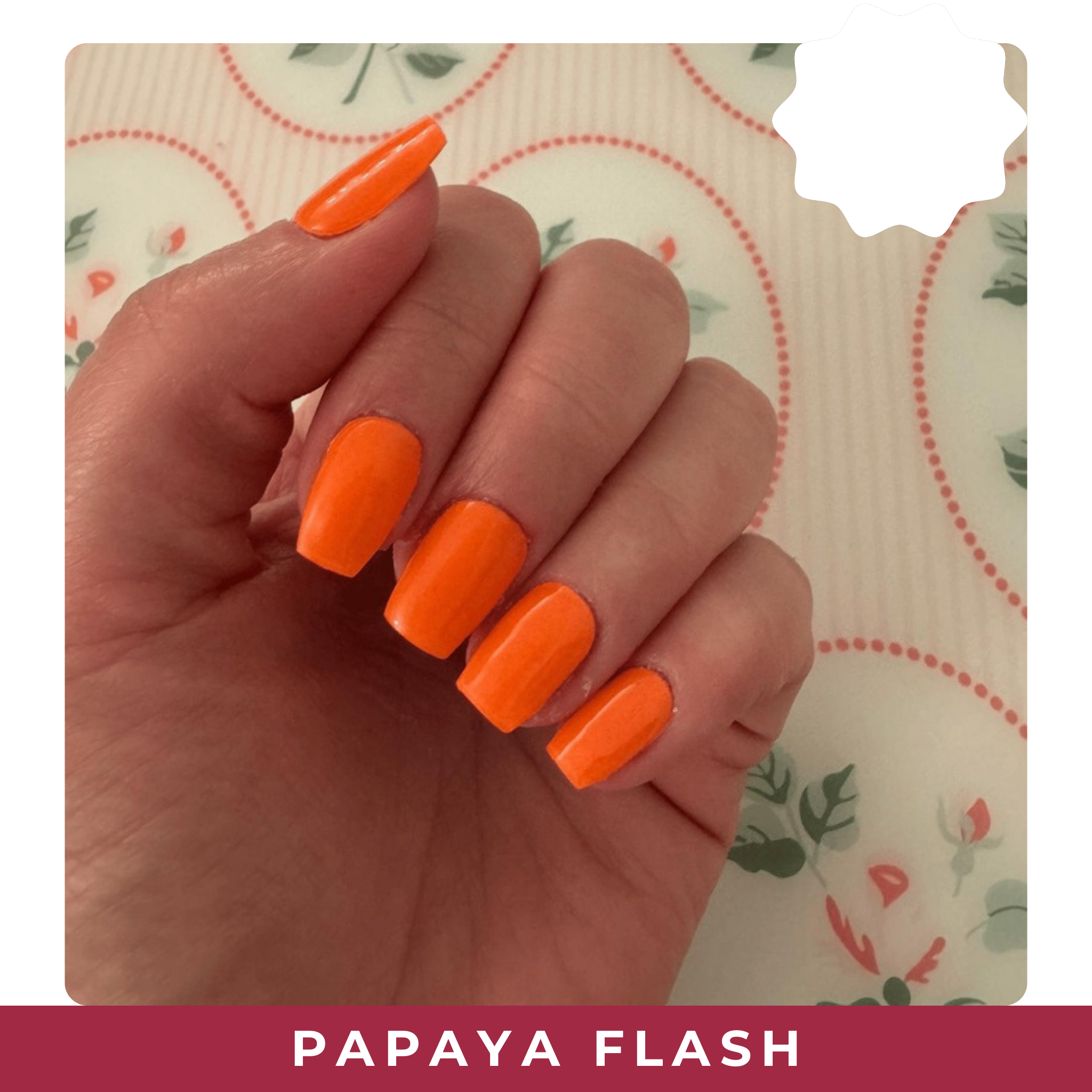 PINKYPACT Papaya Flash – leuchtendes Papaya-Orange UV Gel Nagelfolie, Farbswatch