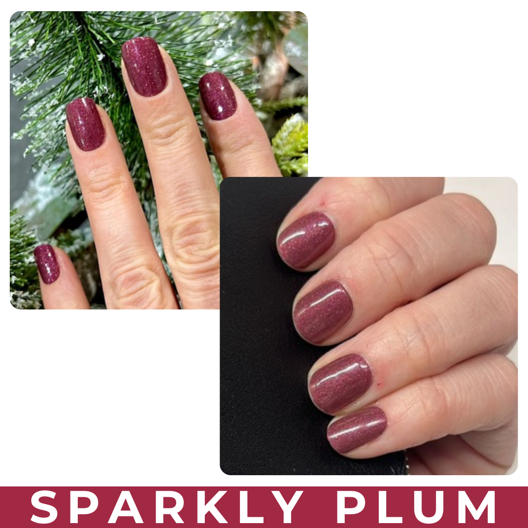 PINKYPACT Sparkly Plum – glitzerndes Pflaume UV Gel Nagelfolie, Farbswatch
