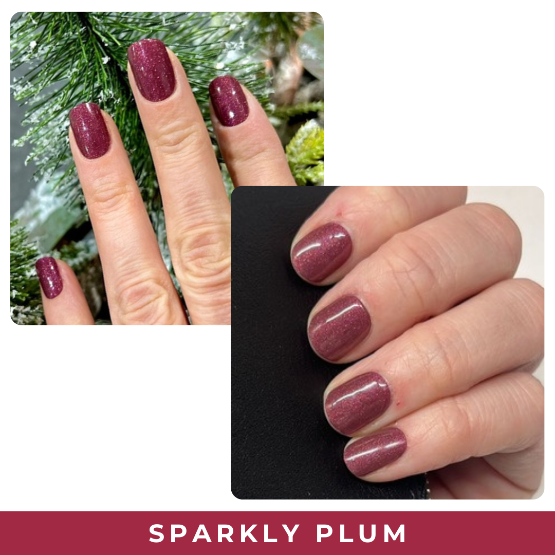PINKYPACT Sparkly Plum – glitzerndes Pflaume UV Gel Nagelfolie, Farbswatch
