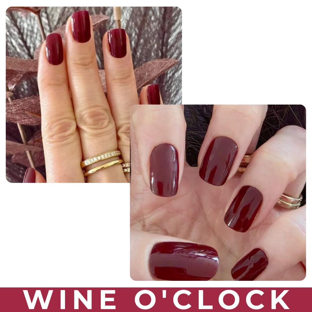 PINKYPACT Wine o'clock – weinrote UV Gel Nagelfolie, Farbswatch