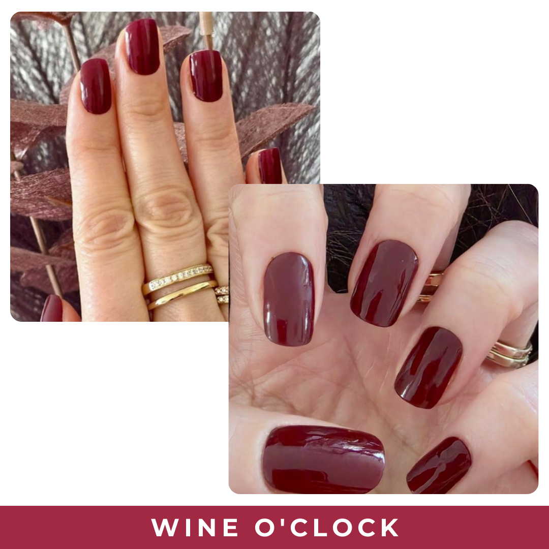 PINKYPACT Wine o'clock – weinrote UV Gel Nagelfolie, Farbswatch