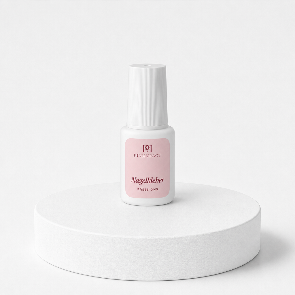 PINKYPACT Nagelkleber 7 g für Press-On Nails, weißes Fläschchen mit rosa Etikett