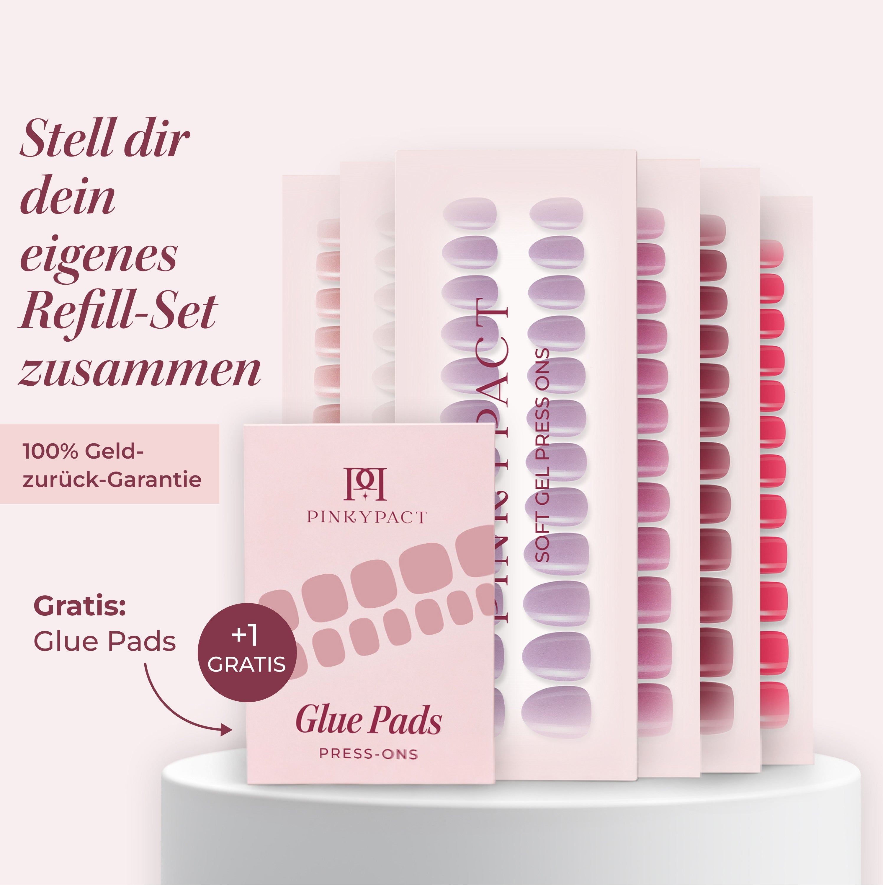 PINKYPACT Press-On Refill-Set Premium – 6 Designs inkl. gratis Glue Pads #Set_Premium