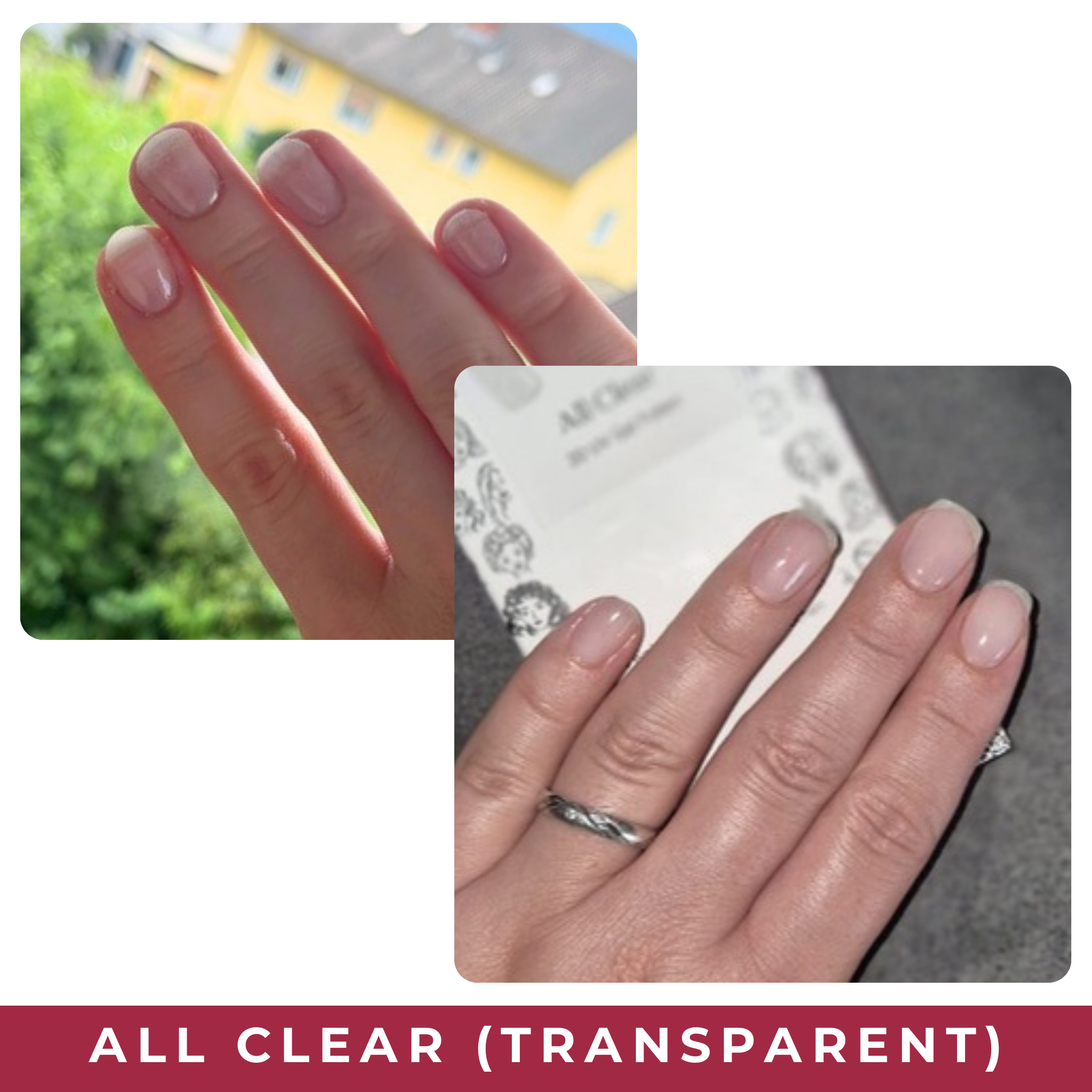 PINKYPACT All Clear – transparente UV Gel Nagelfolie, Farbswatch