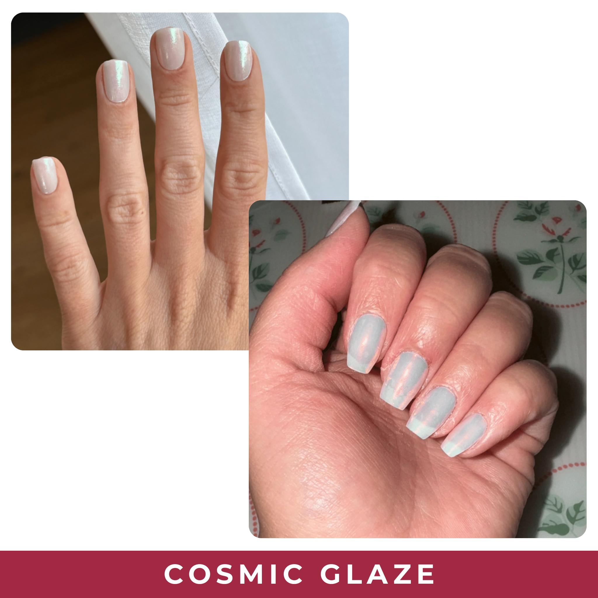 PINKYPACT Cosmic Glaze – kosmisch schimmernde UV Gel Nagelfolie, Farbswatch