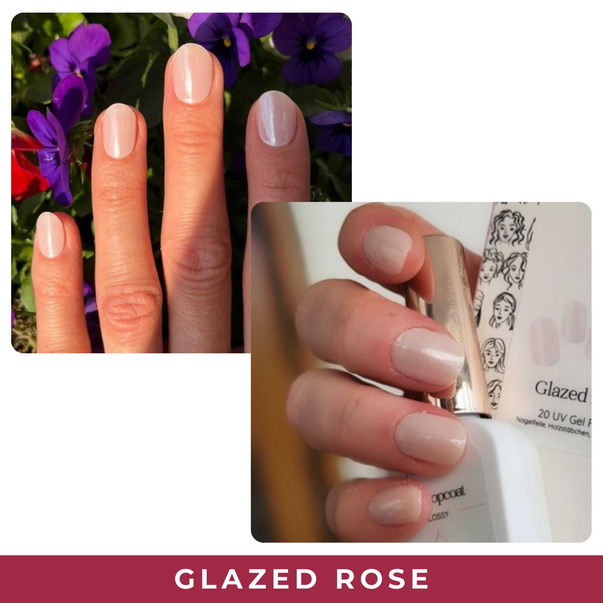 PINKYPACT Glazed Rose – glasiertes Rosa UV Gel Nagelfolie, Farbswatch