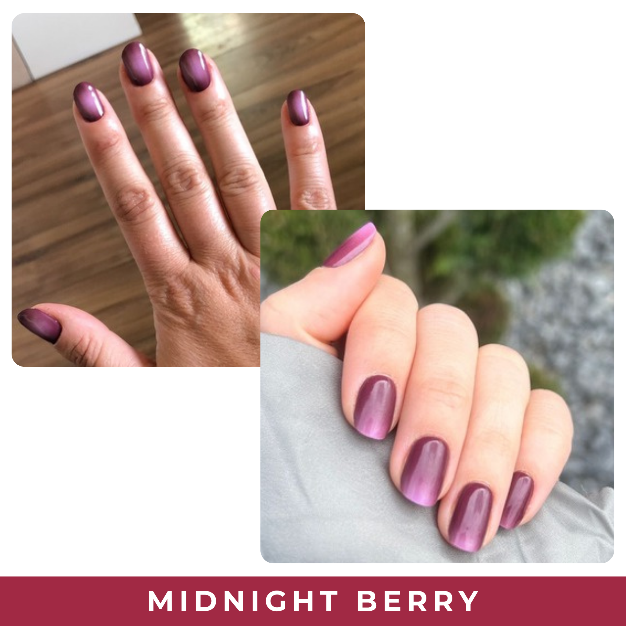 PINKYPACT Midnight Berry – dunkelviolette Beere UV Gel Nagelfolie, Farbswatch