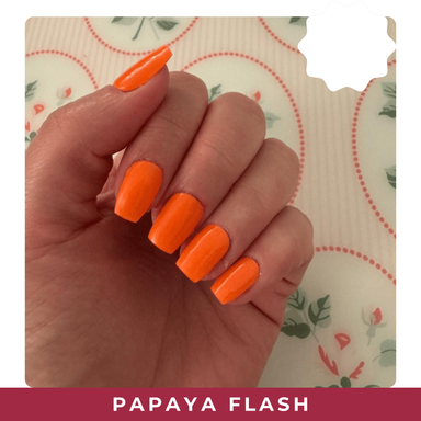 PINKYPACT Papaya Flash – leuchtendes Papaya-Orange UV Gel Nagelfolie, Farbswatch