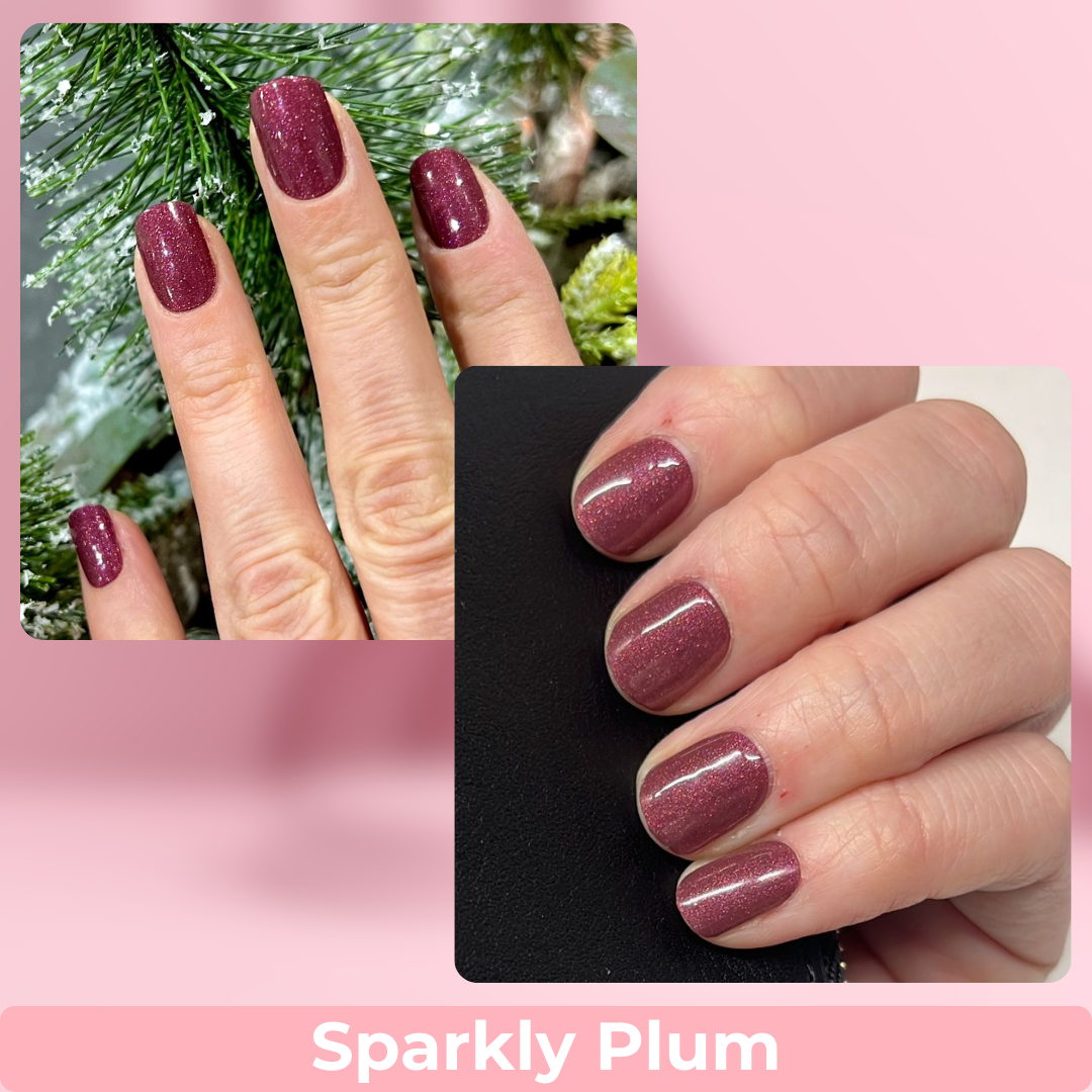 PINKYPACT Sparkly Plum – glitzerndes Pflaume UV Gel Nagelfolie, Farbswatch