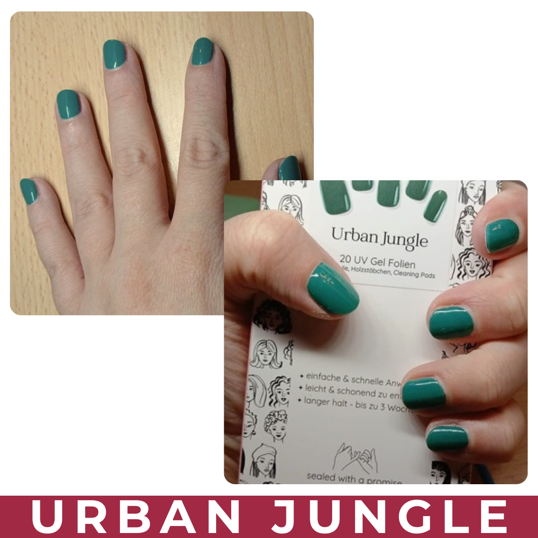 PINKYPACT Urban Jungle – tropisch-grüne UV Gel Nagelfolie, Farbswatch