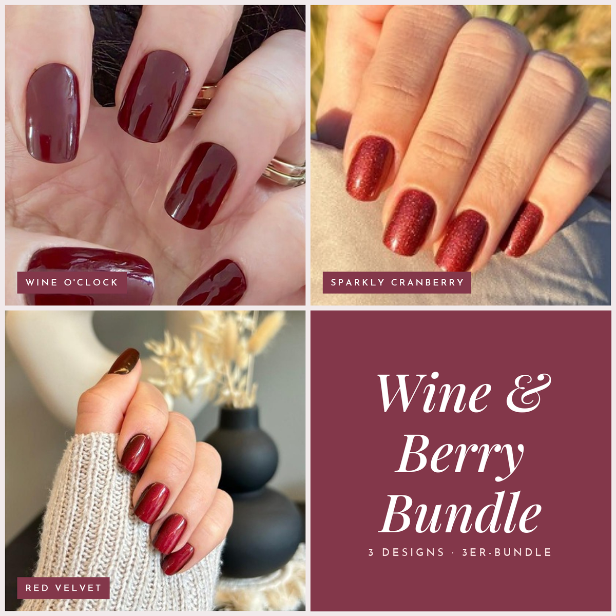 Wine & Berry Bundle: Tragefotos der 3 Designs